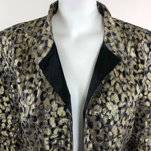 Chicos Metallic Leopard Print Open Front Jacket - Picture 3 of 6